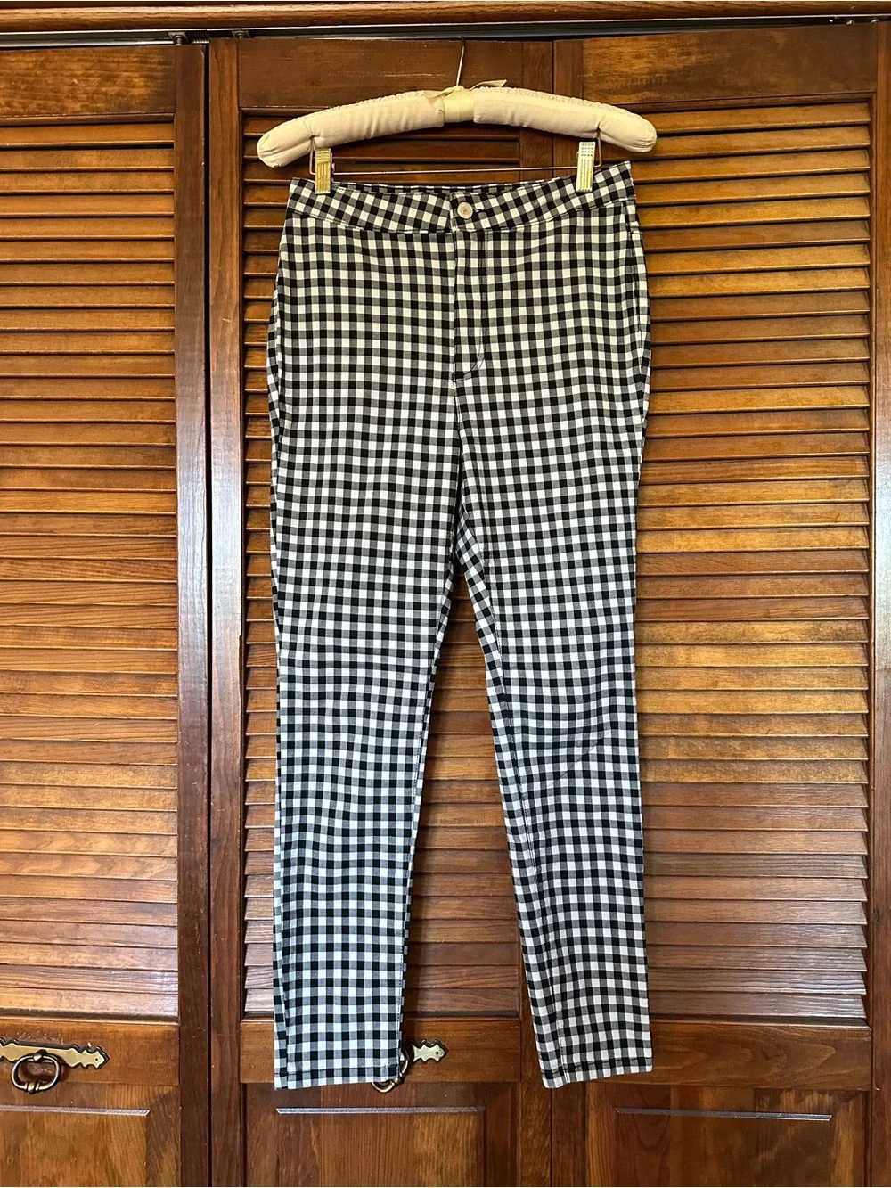 Free People Florence Black & White Gingham Ankle Pants size 28.